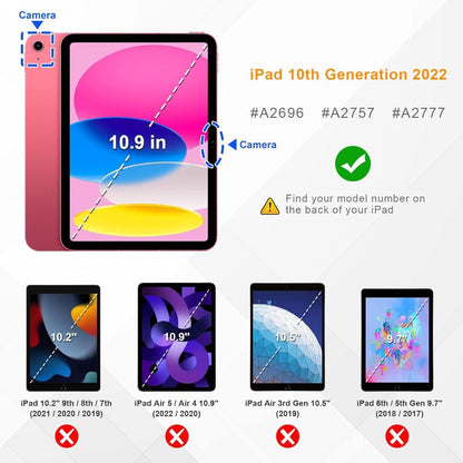 Pink Folio Tablet Case for 10.9-Inch iPad 10th Generation 2022 with Pencil Holder and Tri-Fold Stand