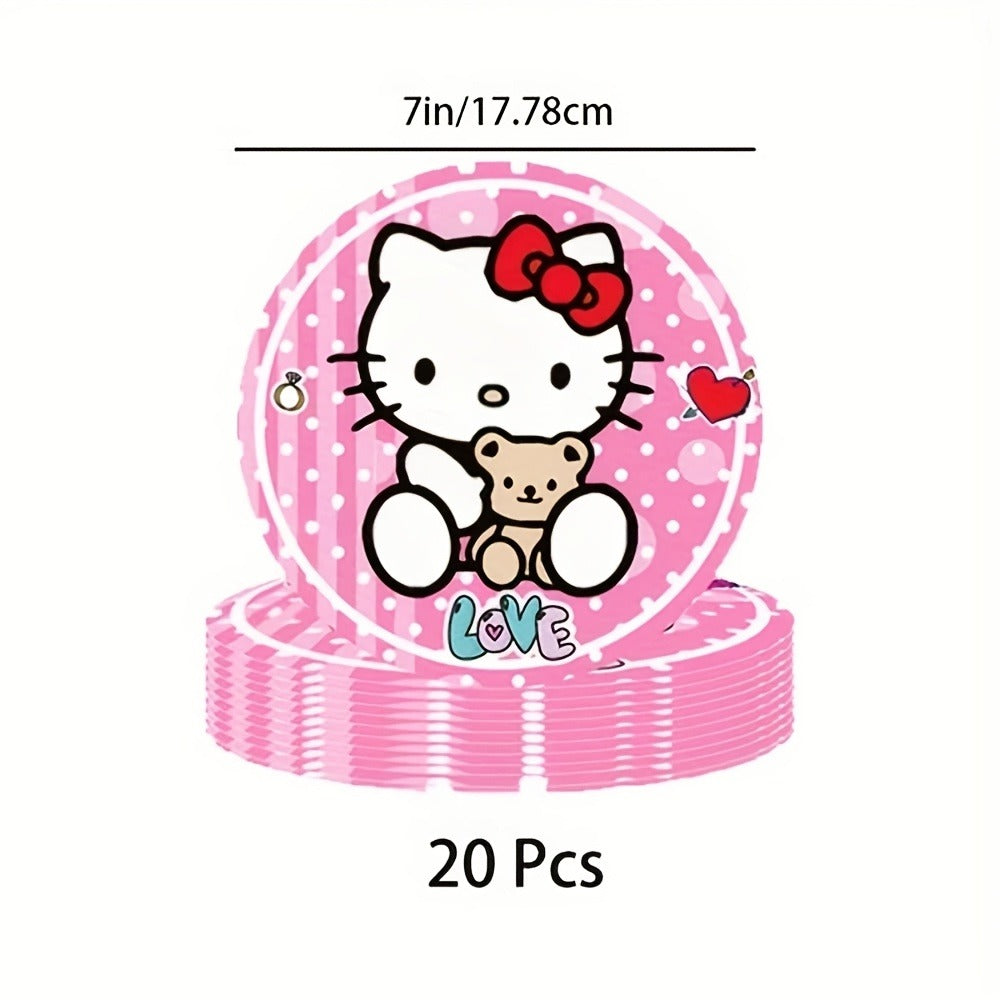 Party Supplies Hello Kitty 41-Piece Pink Table Set with 20 Plates, 20 Napkins and One Tablecloth