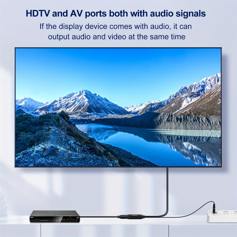 HDMI to RCA Converter Adapter for Fire Stick Roku Apple TV Android Box, Plug & Play, Supports 1080P PAL/NTSC