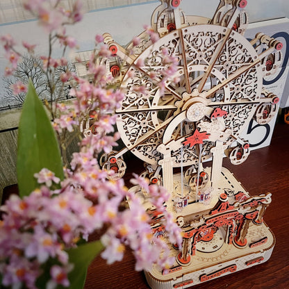 DIY Wooden Ferris Wheel Music Box Kit, 3D Mechanical Spinning Puzzle Model with the Listed Color, Size or Set Options for Everyday Use