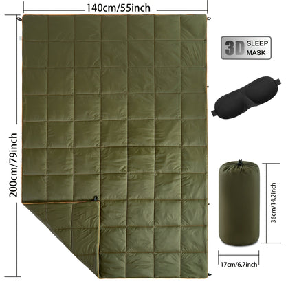 Camping Blanket Puffy Outdoor Down Alternative Windproof Warm 55x79 Inch Lightweight Printed Quilt for Beach Picnic Hammock Travel Cold