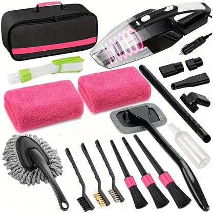 Car Cleaning Kit in 19 or 41-Piece Options with Brushes, Towels, Bucket and Selected Vacuum Tools