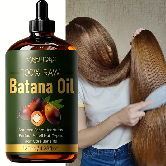 Hair Oil Batana 120ml Amber Dropper Bottle with 4.06oz Label Format for Pre-Wash or Leave-In Hair Use