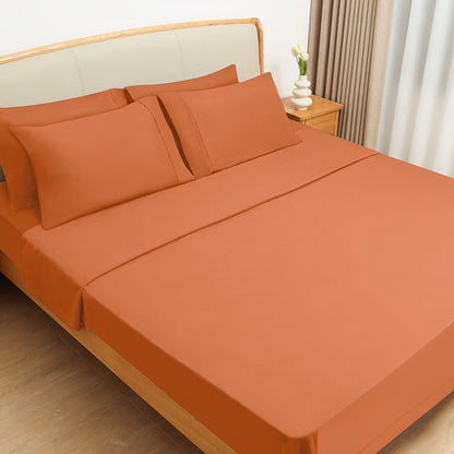 Bed Sheet Set California King 6-Piece Microfiber with 18-Inch Pocket and Sixteen Solid Color Choices