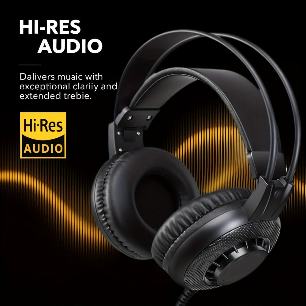 Wired Over-Ear Studio Gaming Headphones with Boom Arm Microphone for Bedside Audio, Alarms and Room Entertainment