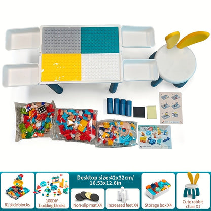 Kids Activity Table Building Blocks LEGO Compatible Play Table for Toddlers, Durable ABS Plastic Space-Saving Corner Design