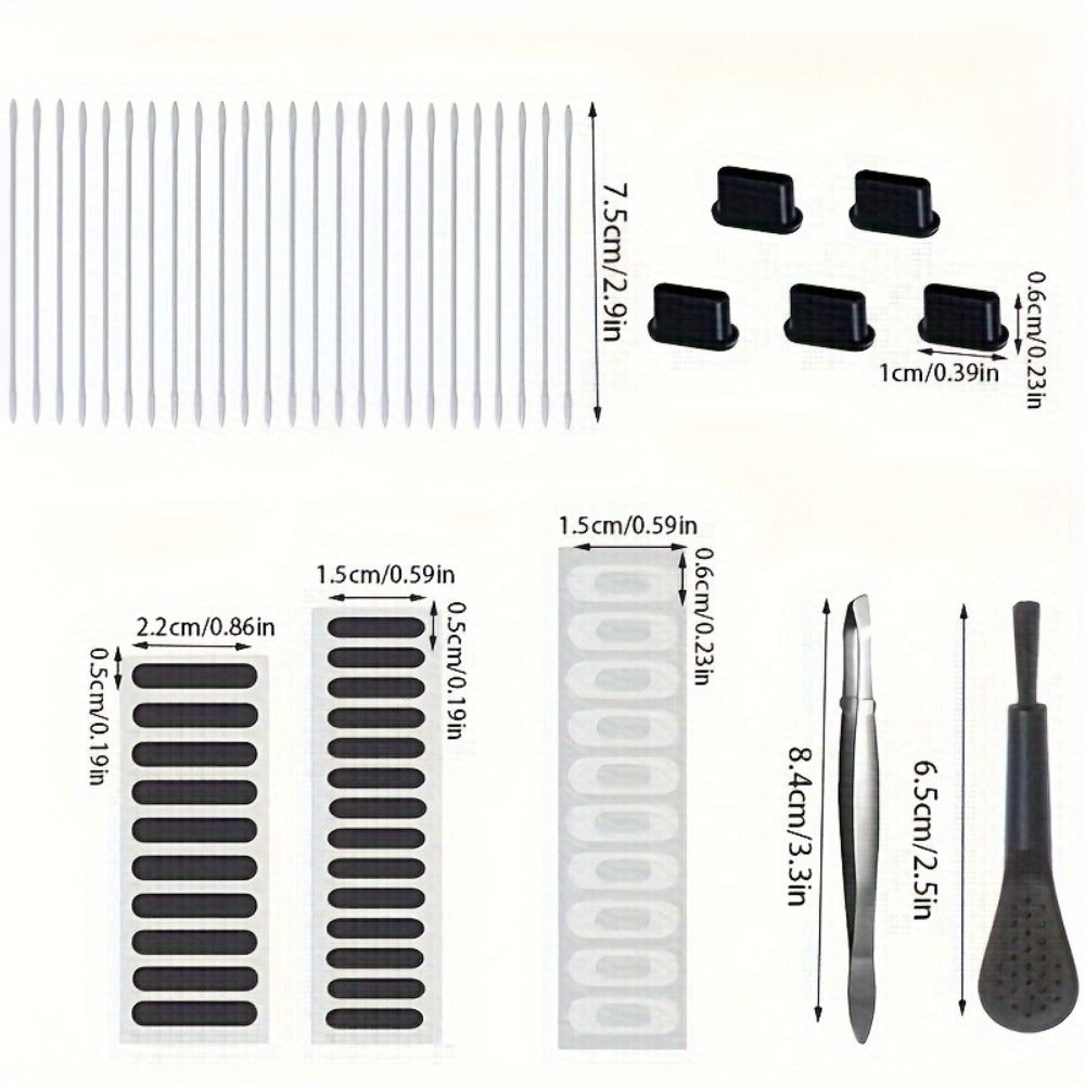 Phone Dust Plug Kit 67PCS – Type-C & Lightning Port Protectors, Speaker Dust Mesh Stickers, Cleaning Brush Set