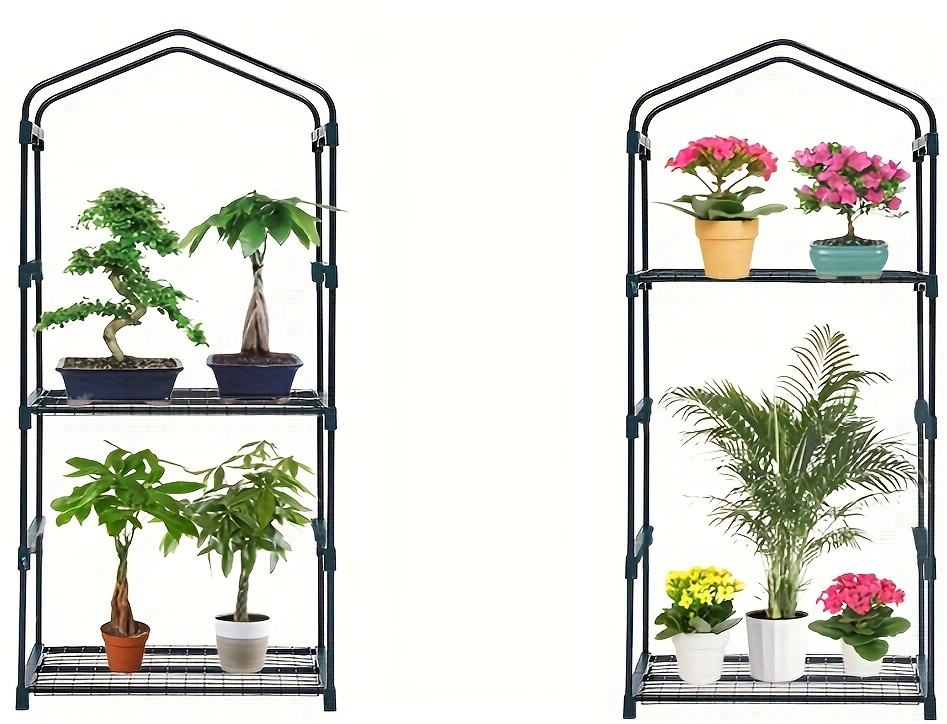 Mini Greenhouse with Steel Frame & Roll-Up Zipper Door, Portable Indoor Outdoor Plant Greenhouse
