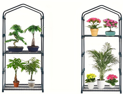 Mini Greenhouse with Steel Frame & Roll-Up Zipper Door, Portable Indoor Outdoor Plant Greenhouse