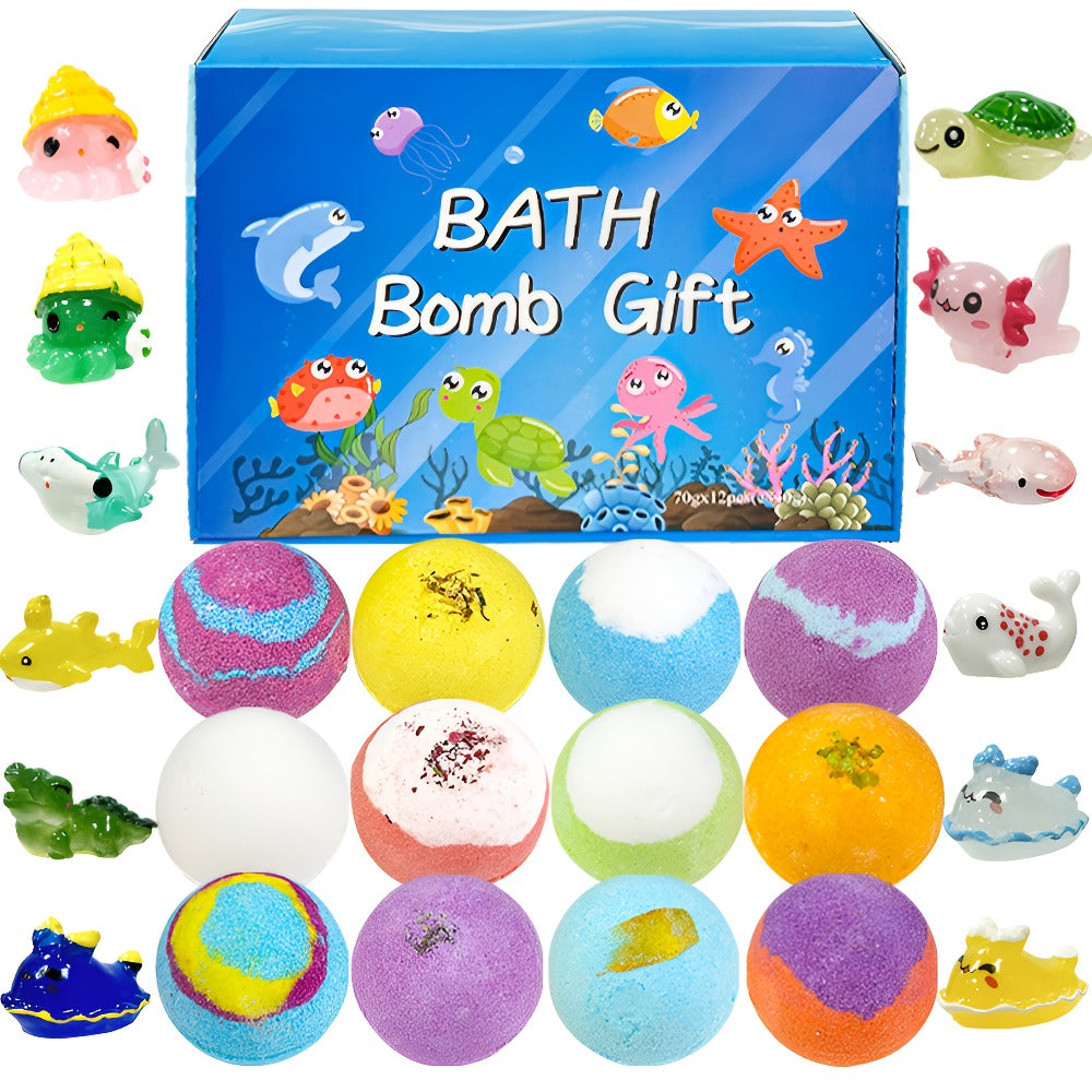 Bath Bombs with Surprise Inside Ocean Bath Ball Set, Rich Foam Lavender Essential Oil Fizzy Bath Bombs Gift