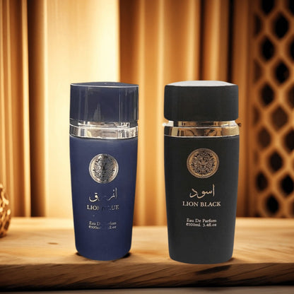 Two-Bottle Men's Perfume Set with 3.4 fl oz Labels, Blue and Black Sprays in One Checkout Set