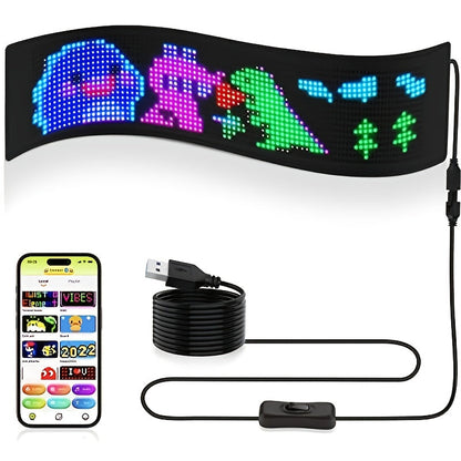 Flexible LED Display Screen Programmable Text & Animation, App & Remote Control, High-Definition RGB Matrix Panel for Any Curved Surface