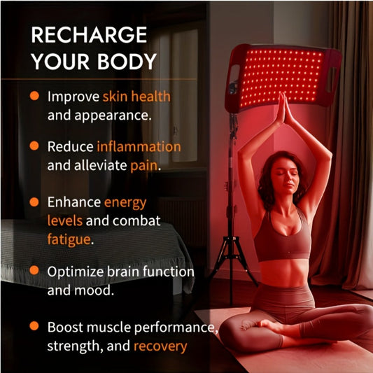 104-LED Red and Near-Infrared Light Panel with 15 x 8.6-Inch Silicone Face, Floor Stand and Articulating Arm