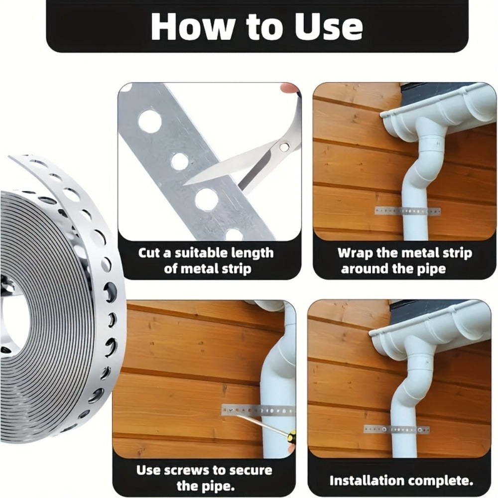 Galvanized Steel Pipe Support Bar with Pre-Drilled Holes – Corrosion-Resistant Hanging Rod for Plumbing HVAC Garage Workshop