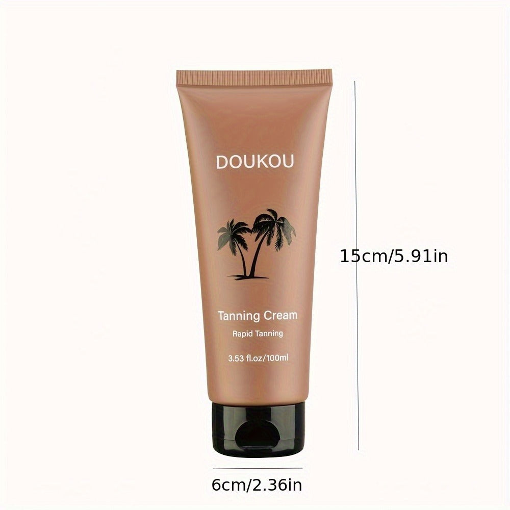 Sunless Self-Tanning Cream 100ml in Squeeze Tube with Light, Medium and Deep Shade Application Graphic