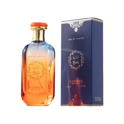 Men's Cologne 100ml Eau de Parfum Spray in Amber Gradient Glass Bottle with Blue Presentation Box