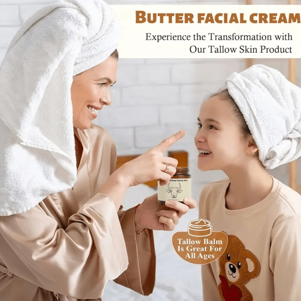 Body Cream Two-Pack 120g Whipped Tallow Honey Balm Jars with Gold Lids for Face Hands and External Body Use