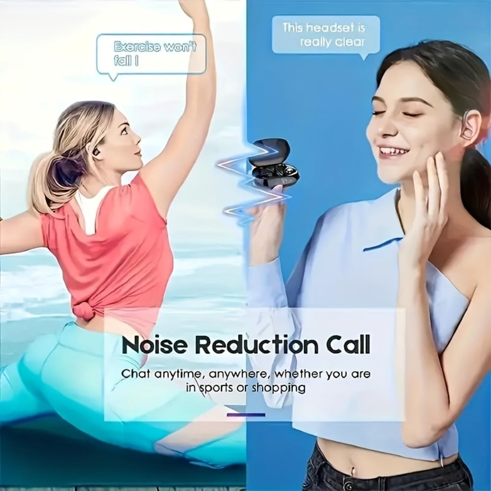 Wireless Earbuds Bluetooth 5.4 with LED Screen Case, Condenser Mic and Auto Pairing in Black
