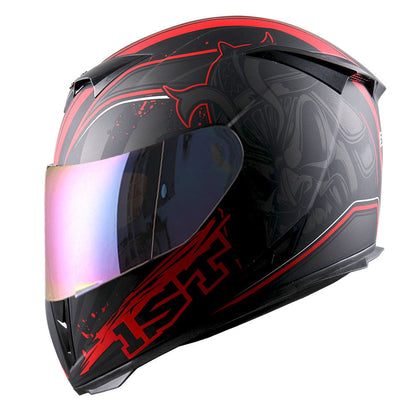 Motorcycle Helmet Full-Face Shell with Tinted and Spare Clear Shields, Quick-Release Buckle, Nine Styles and S-XL Sizes