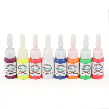 Tattoo Ink 8-Color UV Fluorescent Set with 5ml Bottles and Full Neon Color Range with Item-Specific Color, Capacity and Bottle Choices