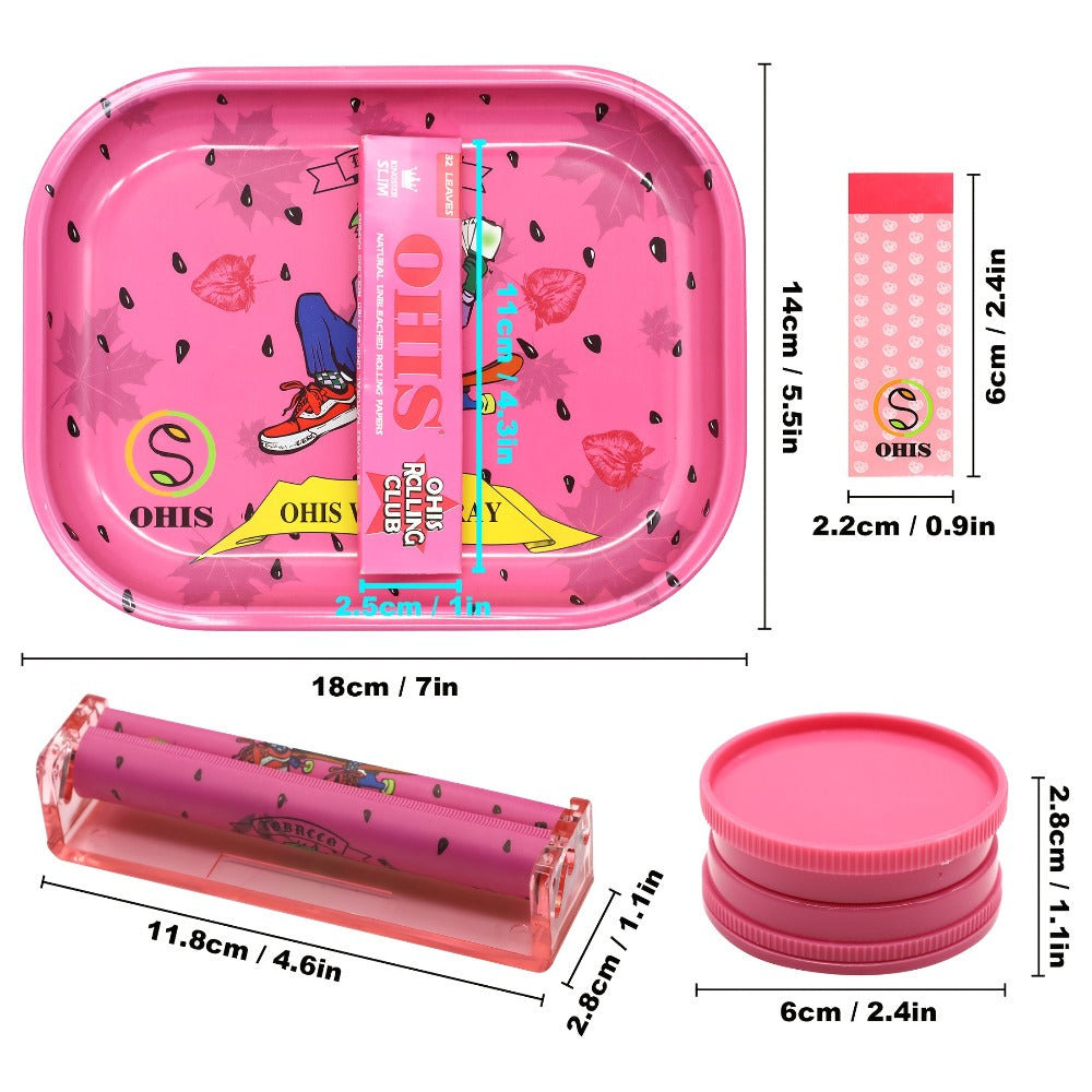 Rolling Tray Set with Grinder Rolling Papers Filter Tips Cigarette Maker – Complete Smoking Accessories Kit Gift Set for Valentine's Day
