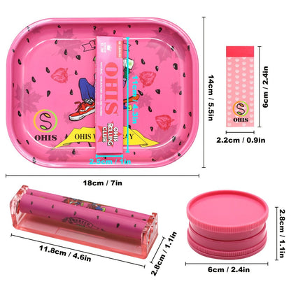 Rolling Tray Set with Grinder Rolling Papers Filter Tips Cigarette Maker – Complete Smoking Accessories Kit Gift Set for Valentine's Day