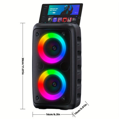 HY-3317 Party Speaker with Disco Lights & Microphone, Large Portable Subwoofer Outdoor Wireless Speaker