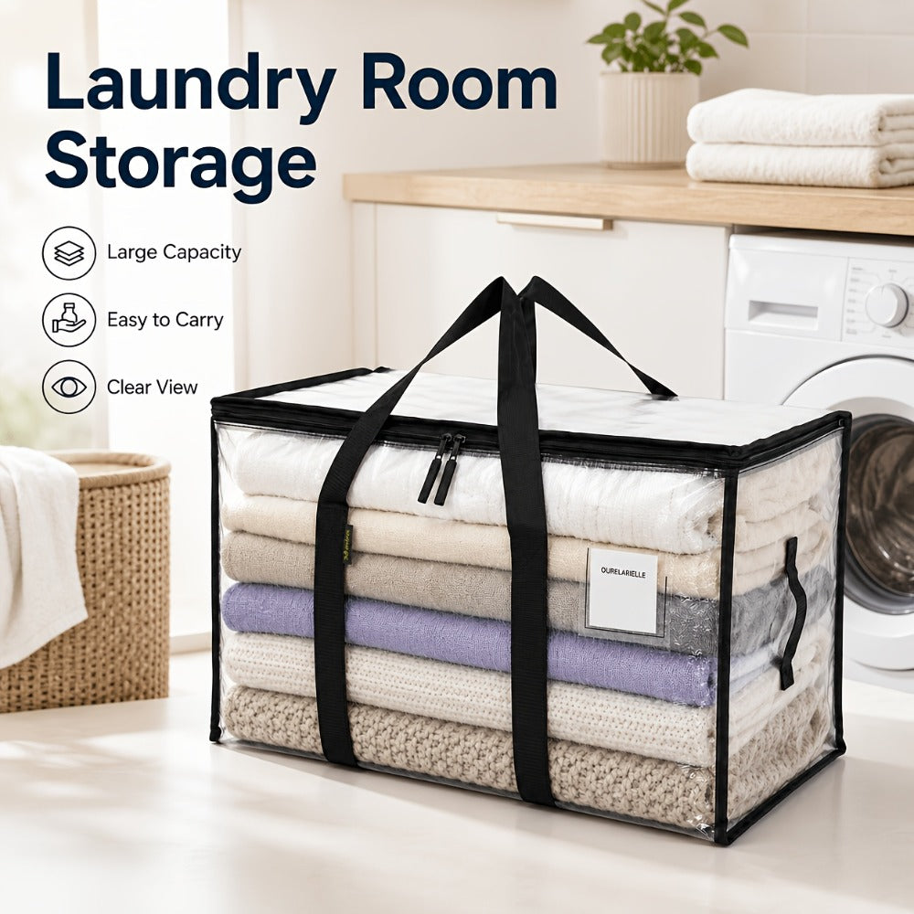 Moving Bags Set of 6, Oversized Storage Totes with Reinforced Handles & Snap-Close Lid, Space Saver Bags for Clothes
