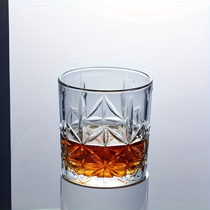 Whiskey Glasses Set of 6 - FBL&HM Crystal Old Fashioned Cocktail Glasses, 10oz Oval Stripe Bar Tumbler for Bourbon