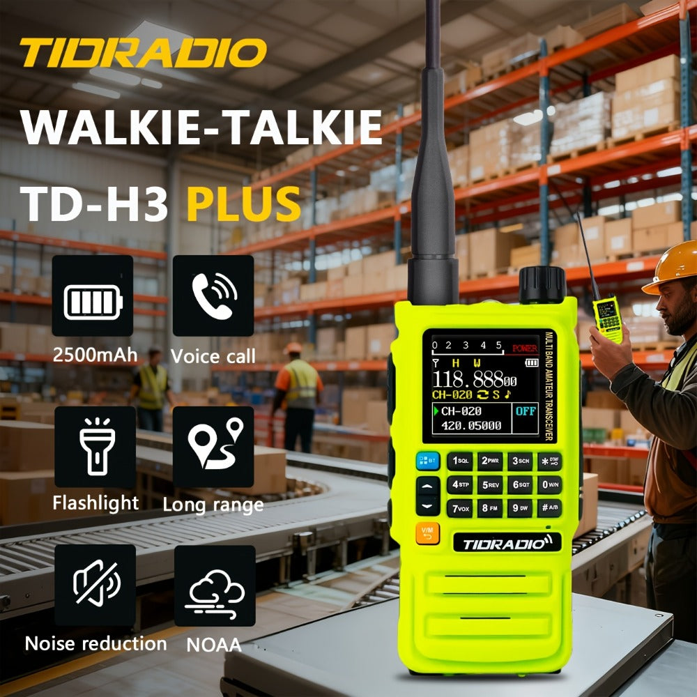 Tidradio H3 Plus Ham Radio Multi-Band Two-Way Radio, AM/FM Reception, Wireless Headset Compatible