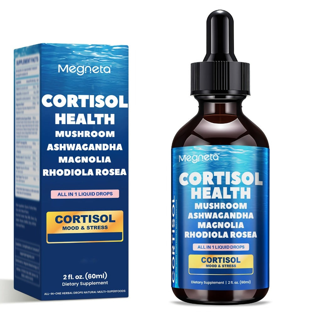 Cortisol Balance Liquid Drops for Stress & Cortisol Belly, KSM-66 Ashwagandha, Magnesium Glycinate & L-Theanine Sublingual Supplement