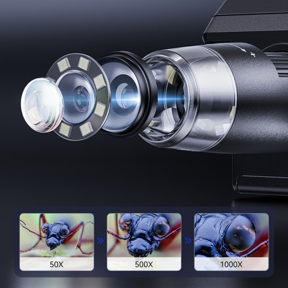 7-Inch IPS Digital Microscope with Eight LEDs, Remote Control and PC Connection for Coin and Electronics Inspection