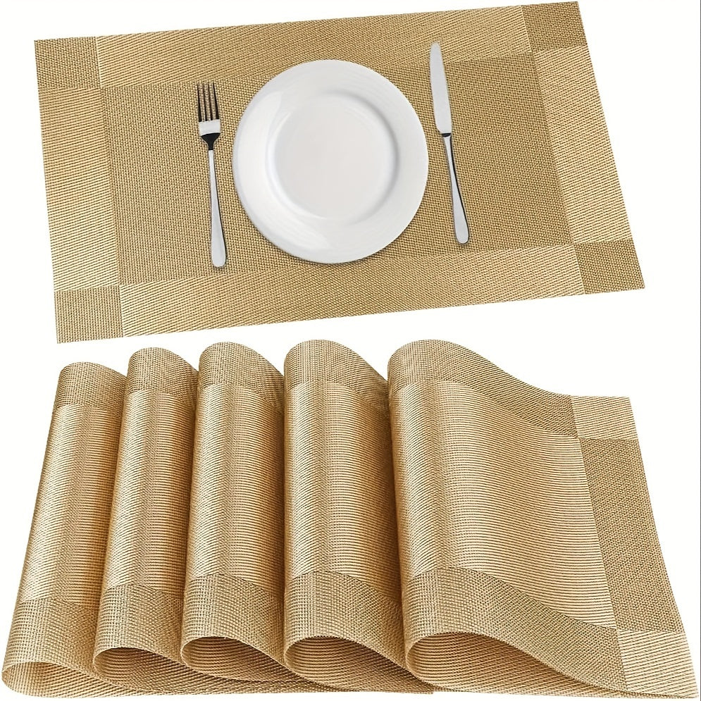 PVC Placemats Set of 6 Heat Resistant Non-Slip Washable Table Mats for Kitchen Dining Table, Easy Clean Vinyl Dinner Mats 11.8x17.7 Inch