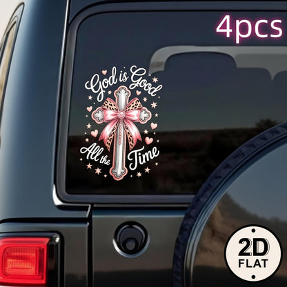 God Is Good All the Time Cross-and-Bow Decal in 5.12-Inch One- or Four-Piece Checkout Options
