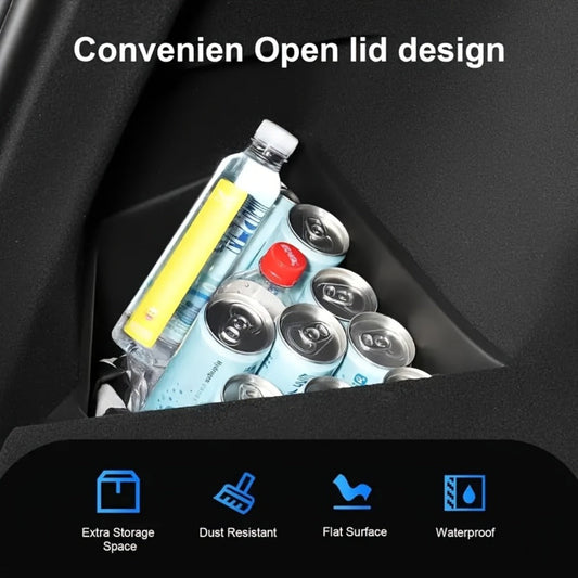 Car Trunk Organizer Side Storage Boxes for Tesla Model Y Juniper 2025 with Left/Right Black TPE Bins and Lids
