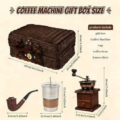 Manual Coffee Grinder Hand Grinder with 304 Stainless Steel Burr, Portable Square Coffee Mill for Travel