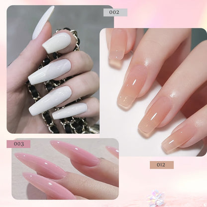 Polygel Nail Kit with LED Lamp 12Pcs Complete Poly Gel Nail Extension Builder Set with Stretch Gel Bicolor Base Coat Finger Sleeves DIY