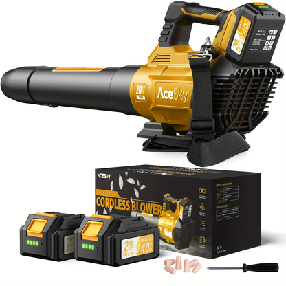 Cordless Leaf Blower 580CFM 160MPH, 2×4.0Ah Battery Powered, 3-Speed Adjustable for Garden, Patio and Yard Use