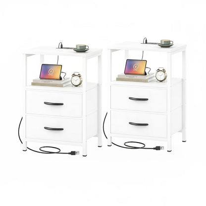 Nightstands shown in the White, 2 Pcs with 2 Drawers option