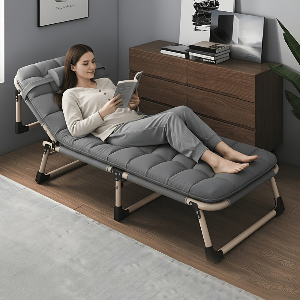 Foldable Bed Frame with Mattress, No Assembly Required, Adjustable Headboard, Folding shown in the main product view