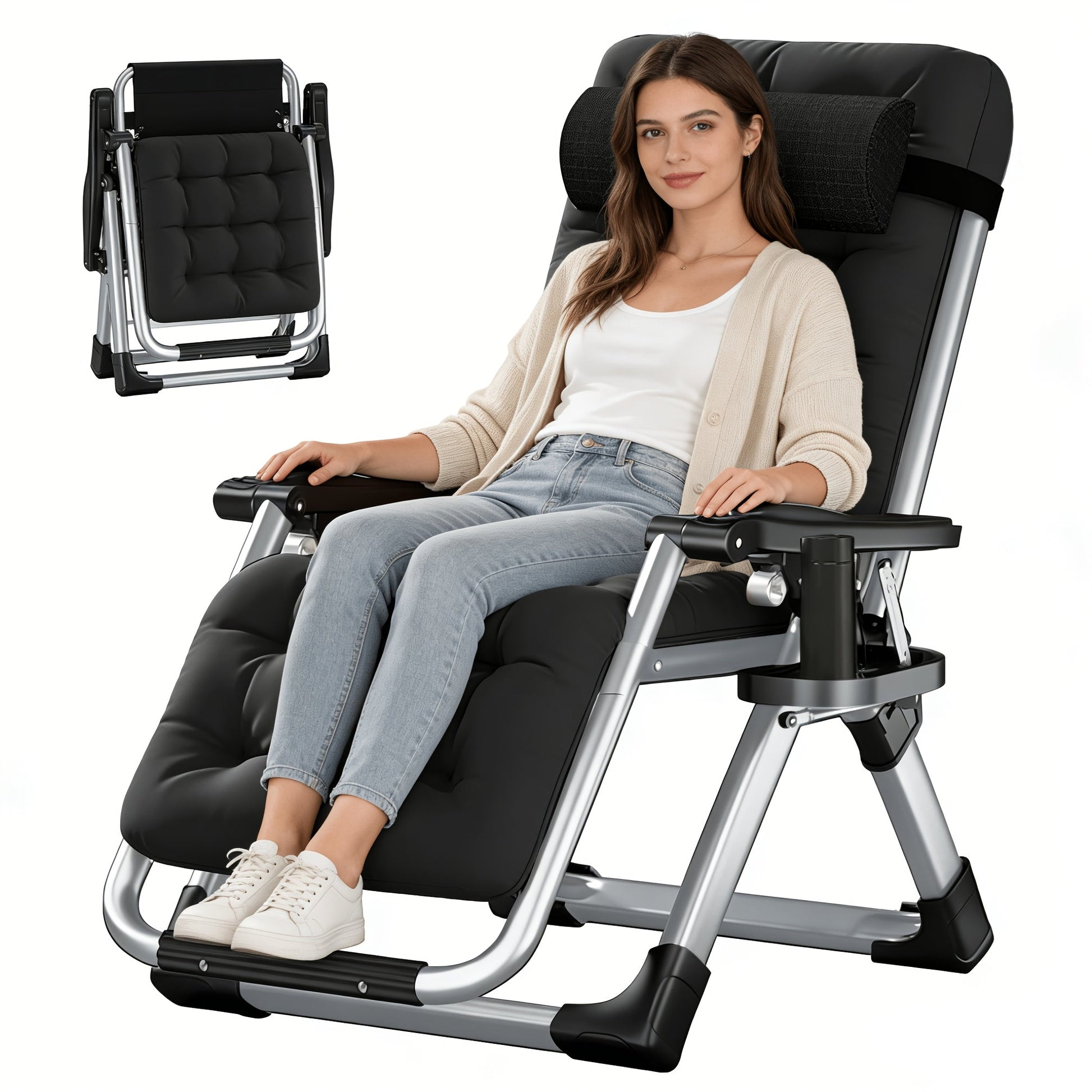Chaise Lounge Chair shown in the Black option