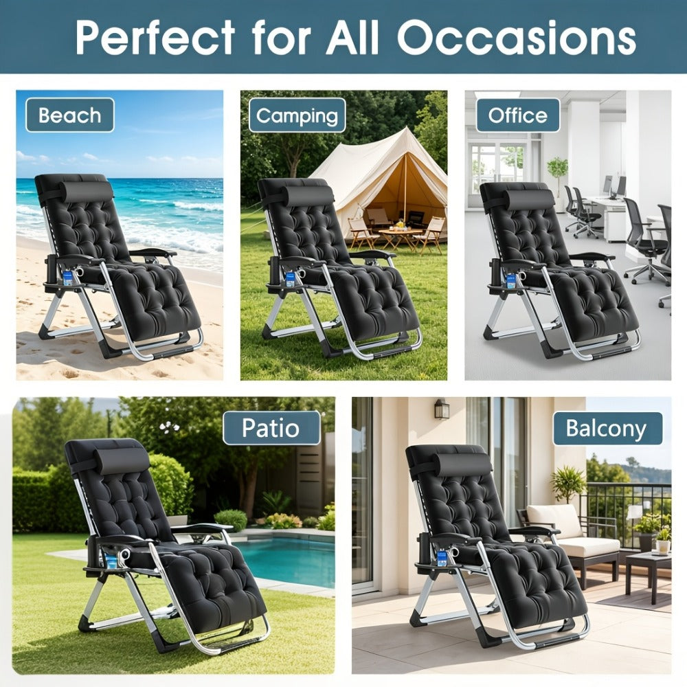 Foldable Chaise Lounge Chair with Removable Cushions and Adjustable Headrest for Patio detail image - detail view 11