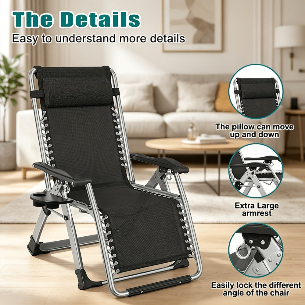 Foldable Chaise Lounge Chair with Removable Cushions and Adjustable Headrest for Patio detail image - detail view 14