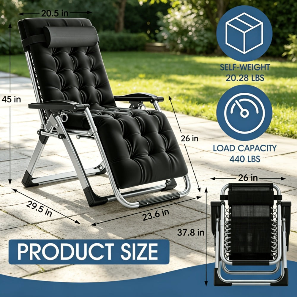 Foldable Chaise Lounge Chair with Removable Cushions and Adjustable Headrest for Patio detail image - detail view 4