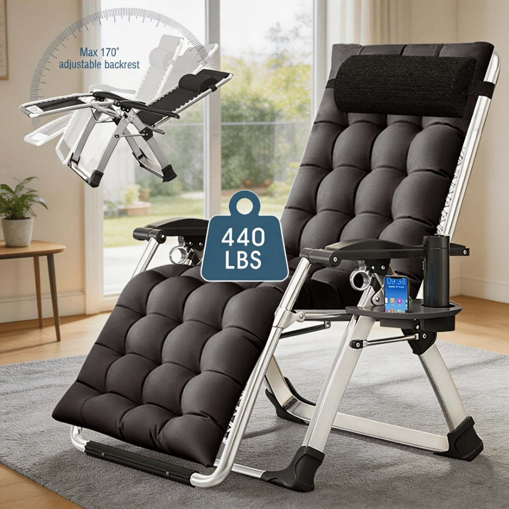 Foldable Chaise Lounge Chair with Removable Cushions and Adjustable Headrest for Patio detail image - detail view 5