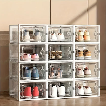Foldable Clear Stackable Shoe Storage Box with Secure Lid and Stackable Design detail image - detail view 10