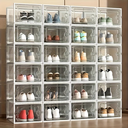 Foldable Clear Stackable Shoe Storage Box with Secure Lid and Stackable Design detail image - detail view 11
