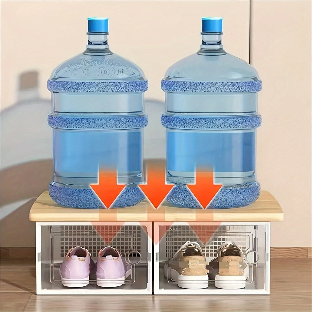 Foldable Clear Stackable Shoe Storage Box with Secure Lid and Stackable Design detail image - detail view 4