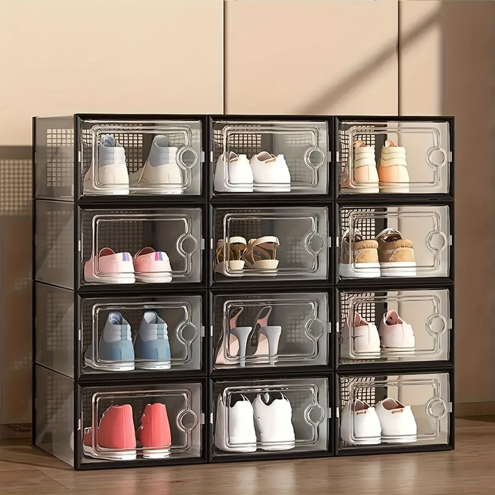 Foldable Clear Stackable Shoe Storage Box with Secure Lid and Stackable Design detail image - detail view 5