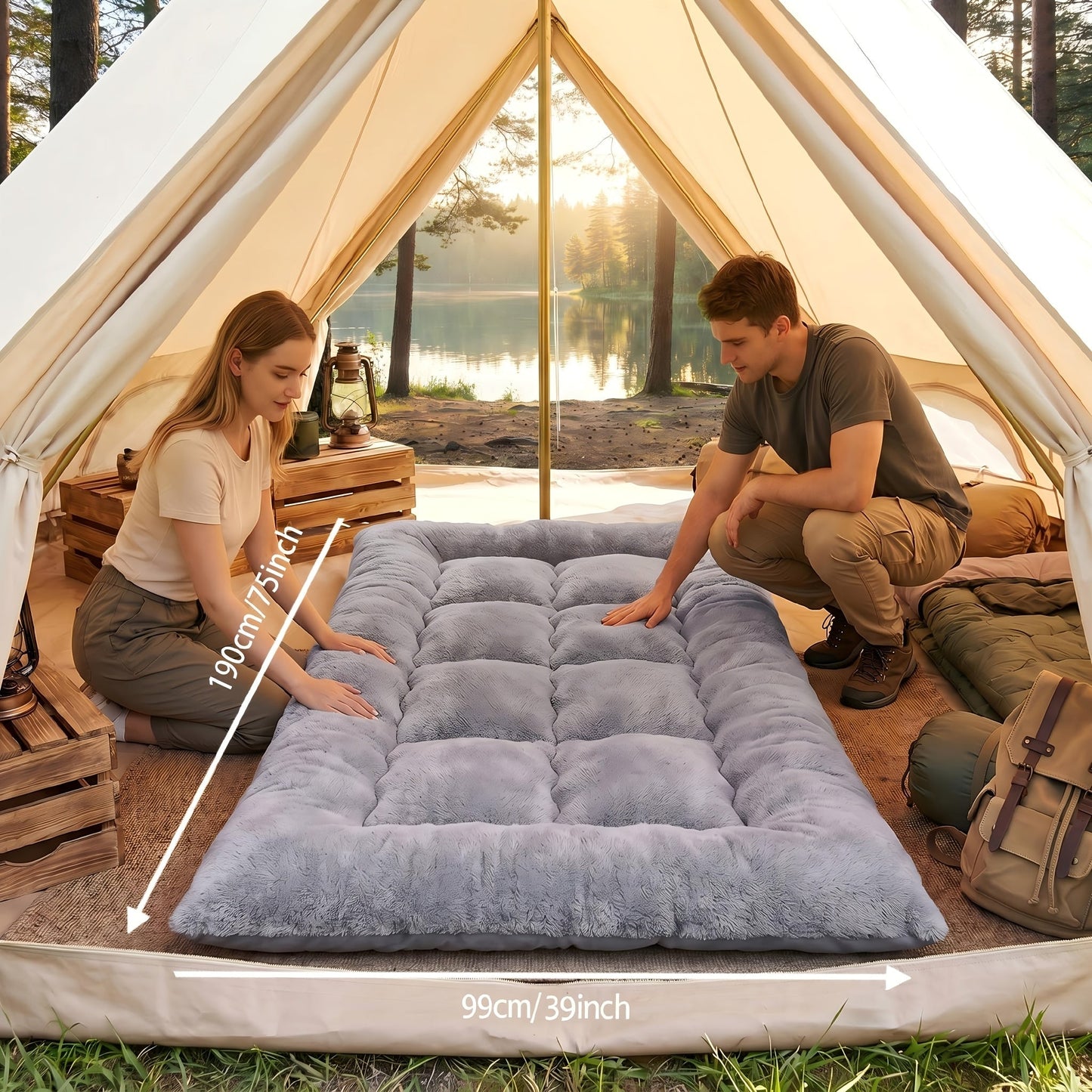 Floor Mattress shown in the Grey, Twin option